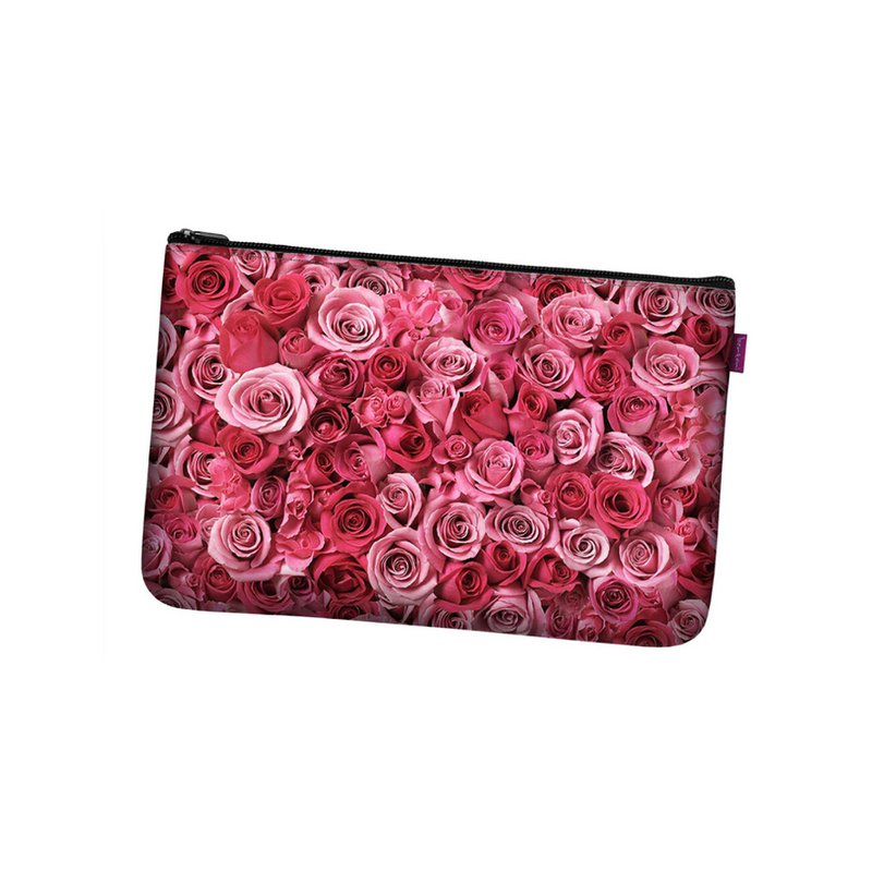 Valentine Roses Pochette In Anthracite Felt Pocket Line Bertoni