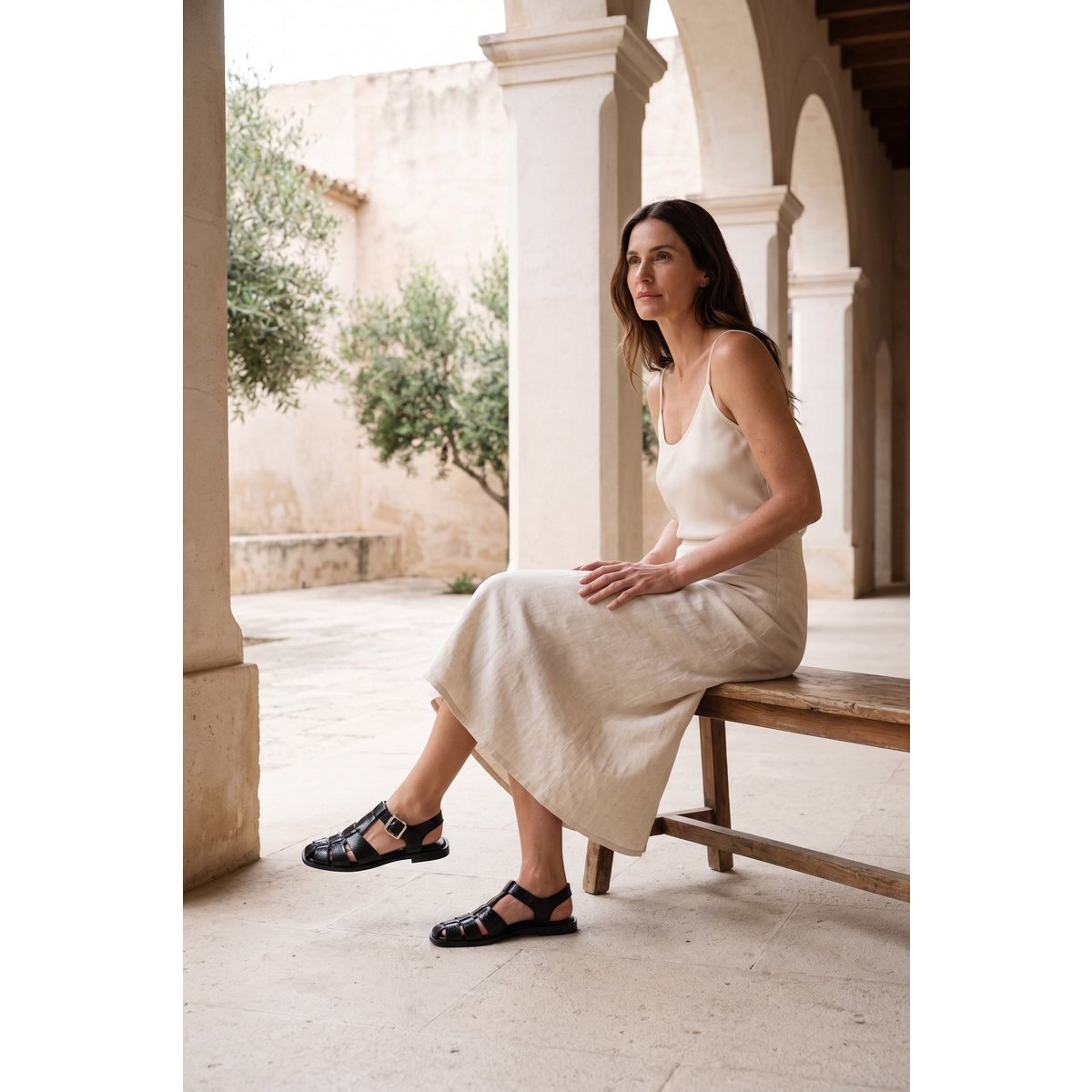 ADENA NERO - Sandali slingback da pescatore