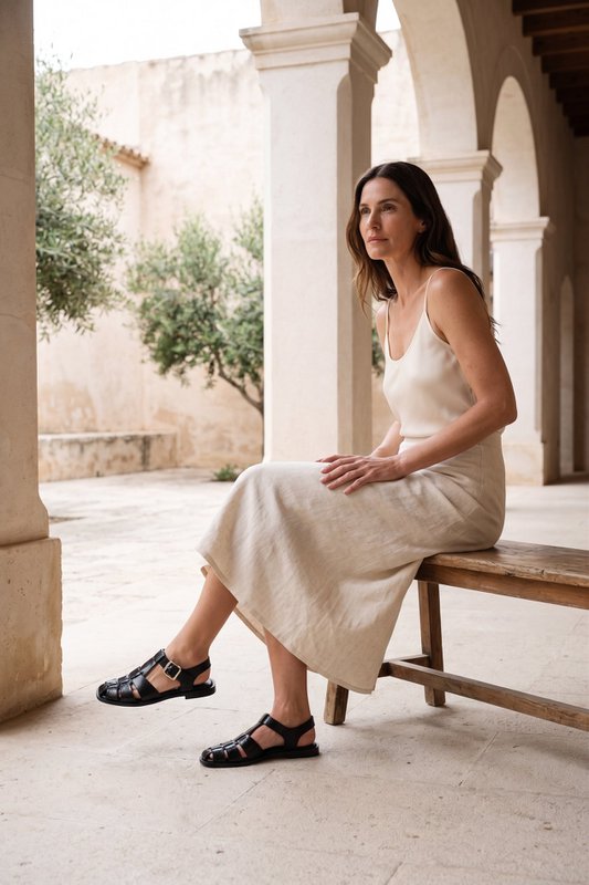 ADENA NERO - Sandali slingback da pescatore