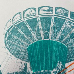 Carte postale Riso Teal Sunset 2e édition, risographie, copie DIN A6