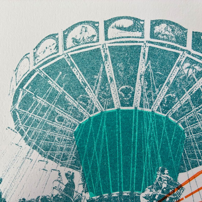 Carte postale Riso Teal Sunset 2e édition, risographie, copie DIN A6