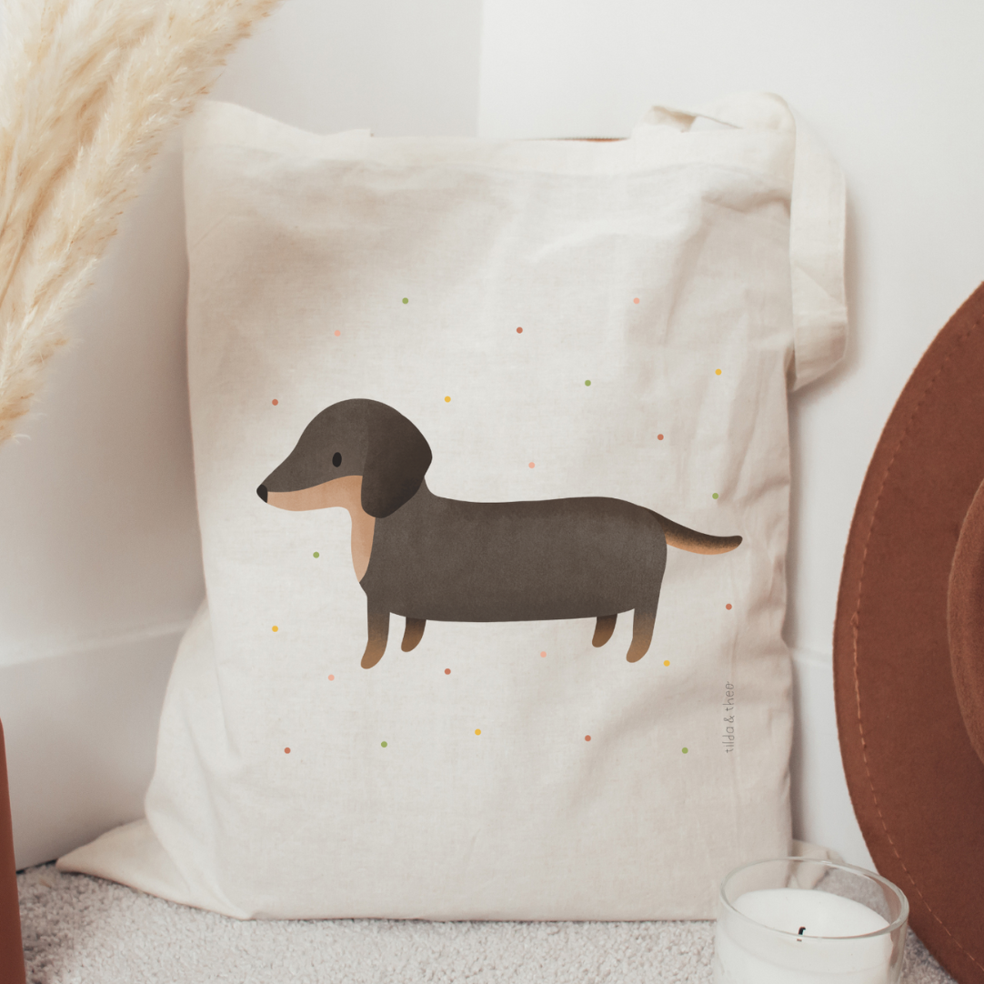 Borsa in tessuto Razza cane bassotto - Borsa in juta Borsa portaconfetti bassotto