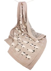 Baby blanket knitted Sheep 100% cotton/filling polyester