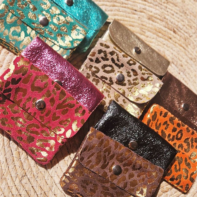 Mini portefeuille métallisé doré