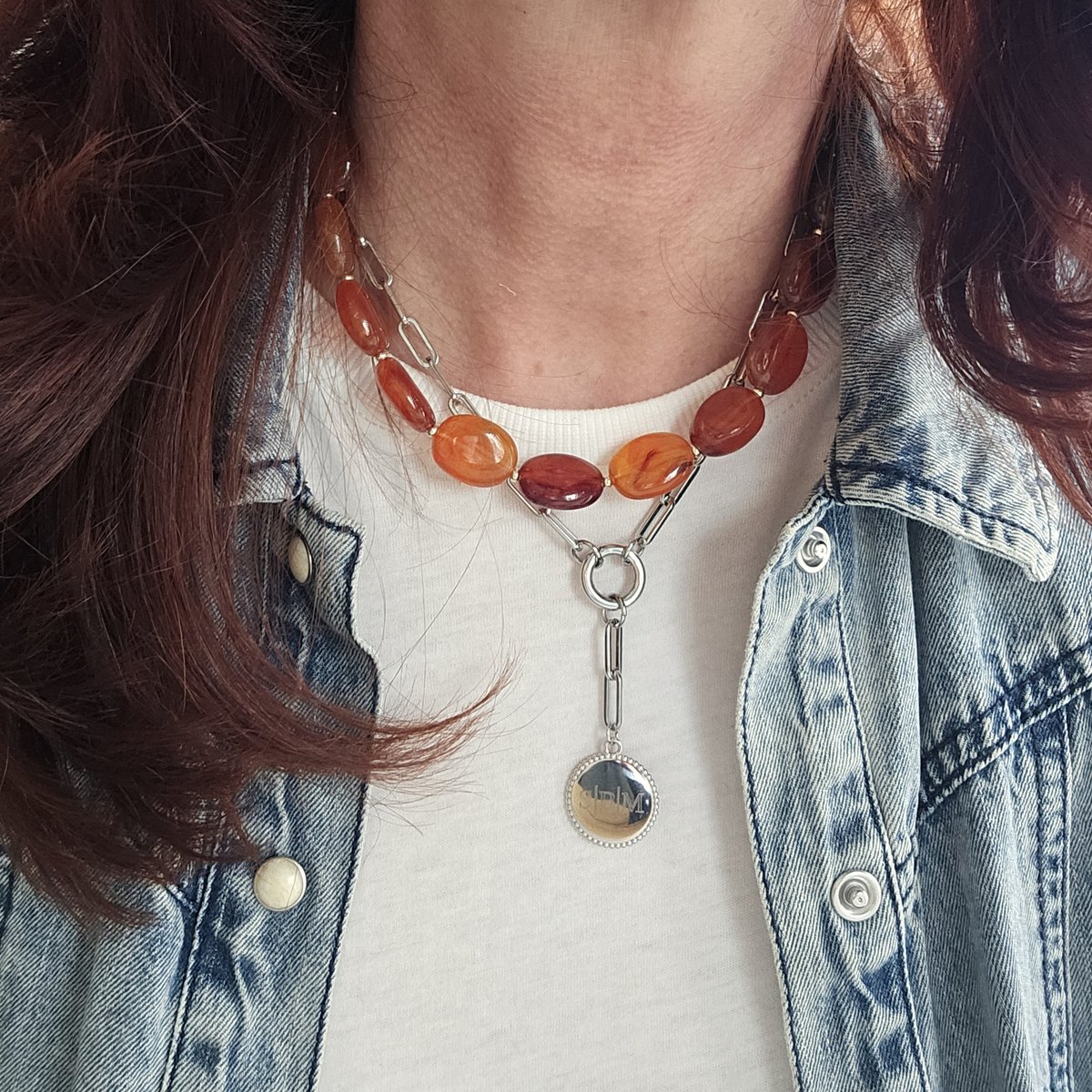 Collier de perles ovales pépite XL