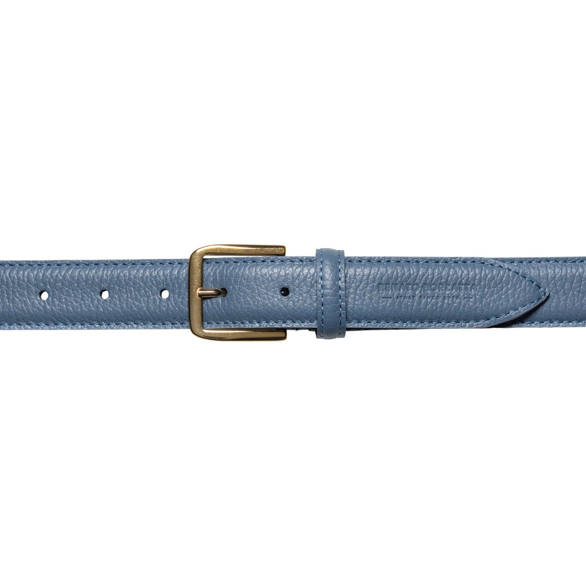 RB4023P | Women's Belt Made in Italy in Genuine Dollar Grained Leather. Buckle in shiny gold finish. Aviation color. Dimensions: 115 x 3.0 x 0.5 cm (waistline 100 cm)