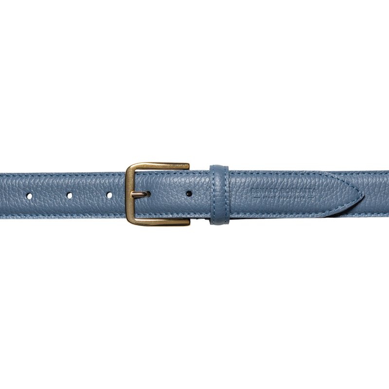 RB4023P | Women's Belt Made in Italy in Genuine Dollar Grained Leather. Buckle in shiny gold finish. Aviation color. Dimensions: 115 x 3.0 x 0.5 cm (waistline 100 cm)