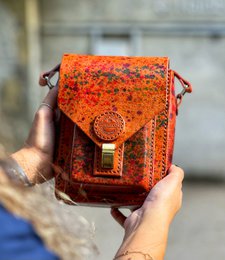 Ręcznie robiona torba na ramię z prawdziwej skóry - skórzana torba