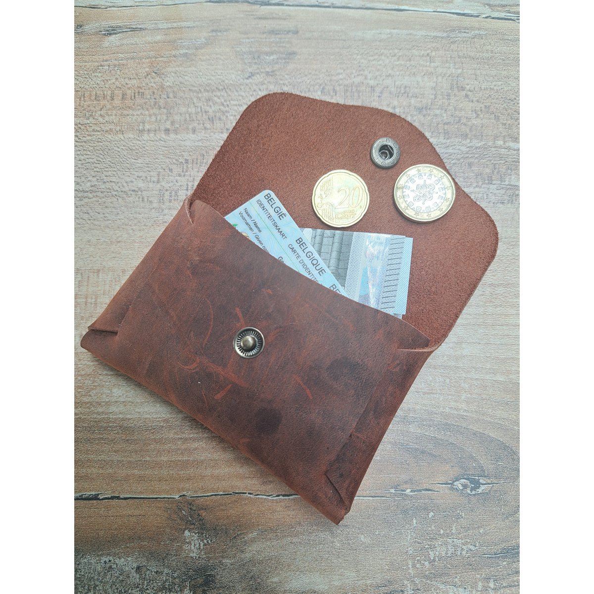 fold wallet - analine leder - handgemaakt - vos