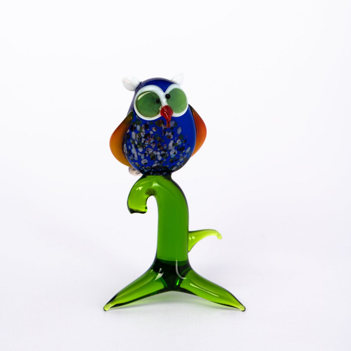 Owl on branch glass animal