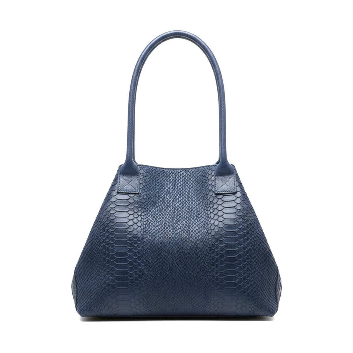 LOLA – Italiaanse leren tas met python-reliëf – Marineblauw