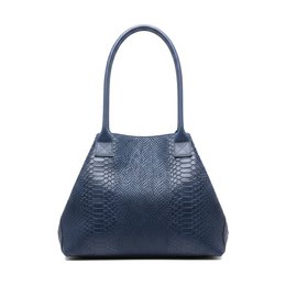 LOLA – Italiensk python-præget lædertaske – Navy