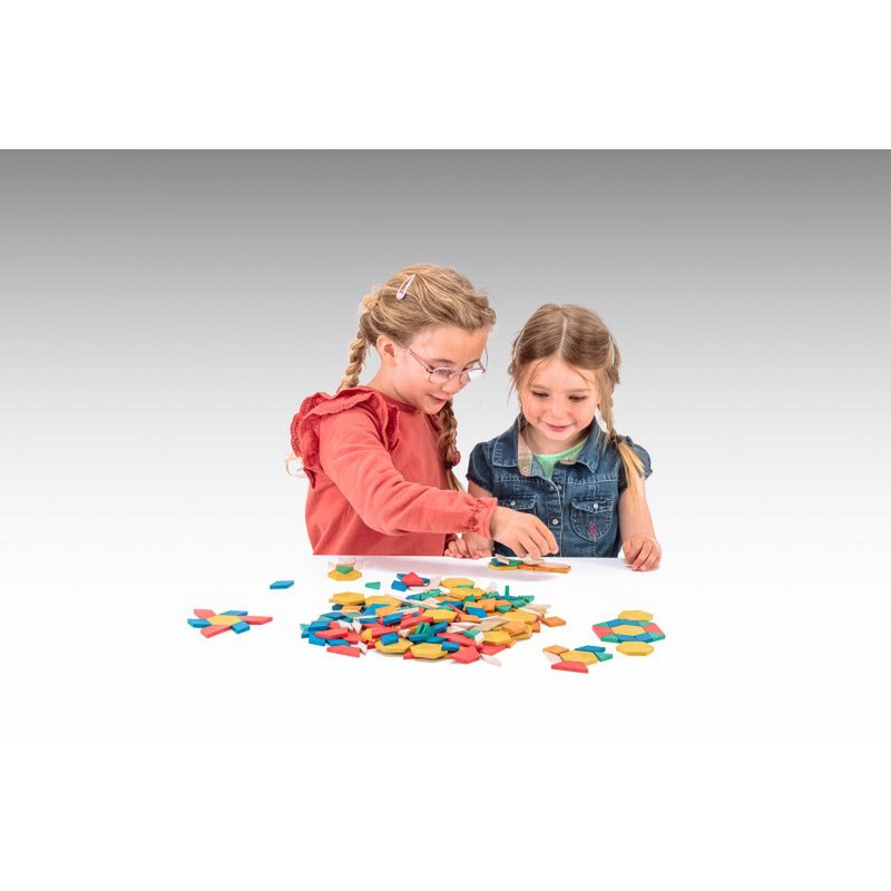Geometryczne układanie płytek Pattern Blocks (250 sztuk) | Symetria mandali RE-Wood®