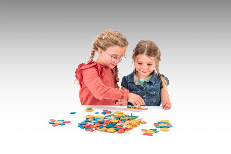 Geometryczne układanie płytek Pattern Blocks (250 sztuk) | Symetria mandali RE-Wood®