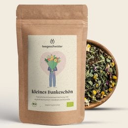 Small, organic herbal tea blend with a variety of dried flowers, herbs, and leaves. Includes natural, sustainable ingredients.