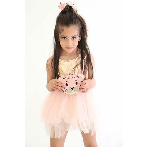 Bolso bandolera infantil - Léo el Leopardo rosa