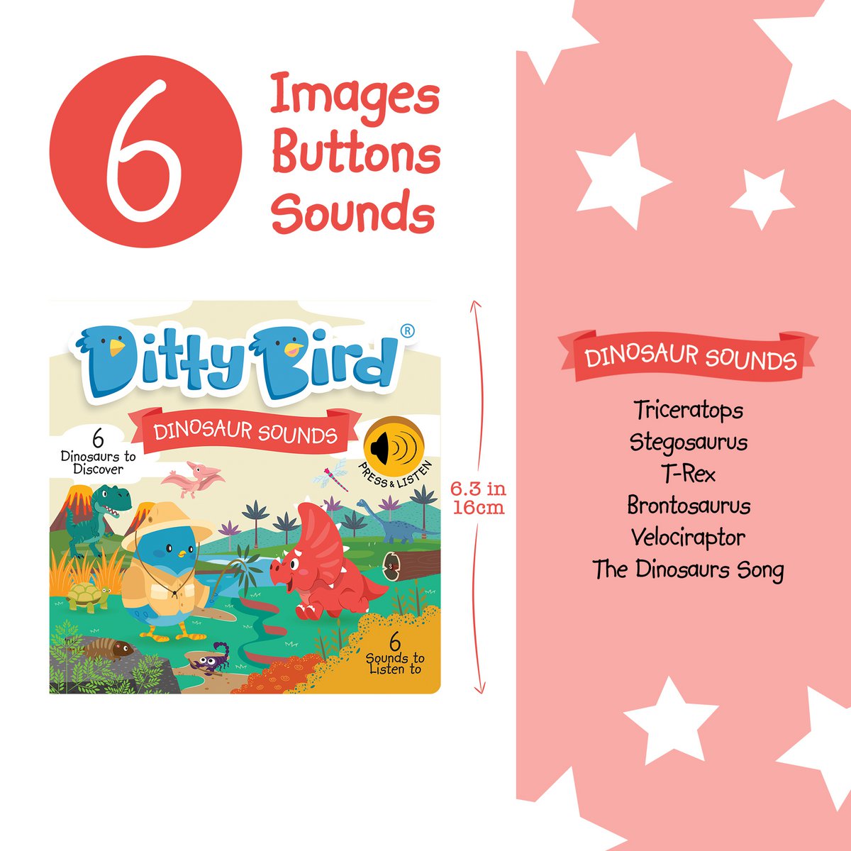 Ditty Bird Baby Sound Book: sonidos de dinosaurios