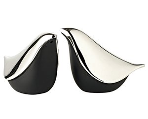 Salt & pepper shaker Dove, elegant silver-plated, tarnish-proof, height 6 cm