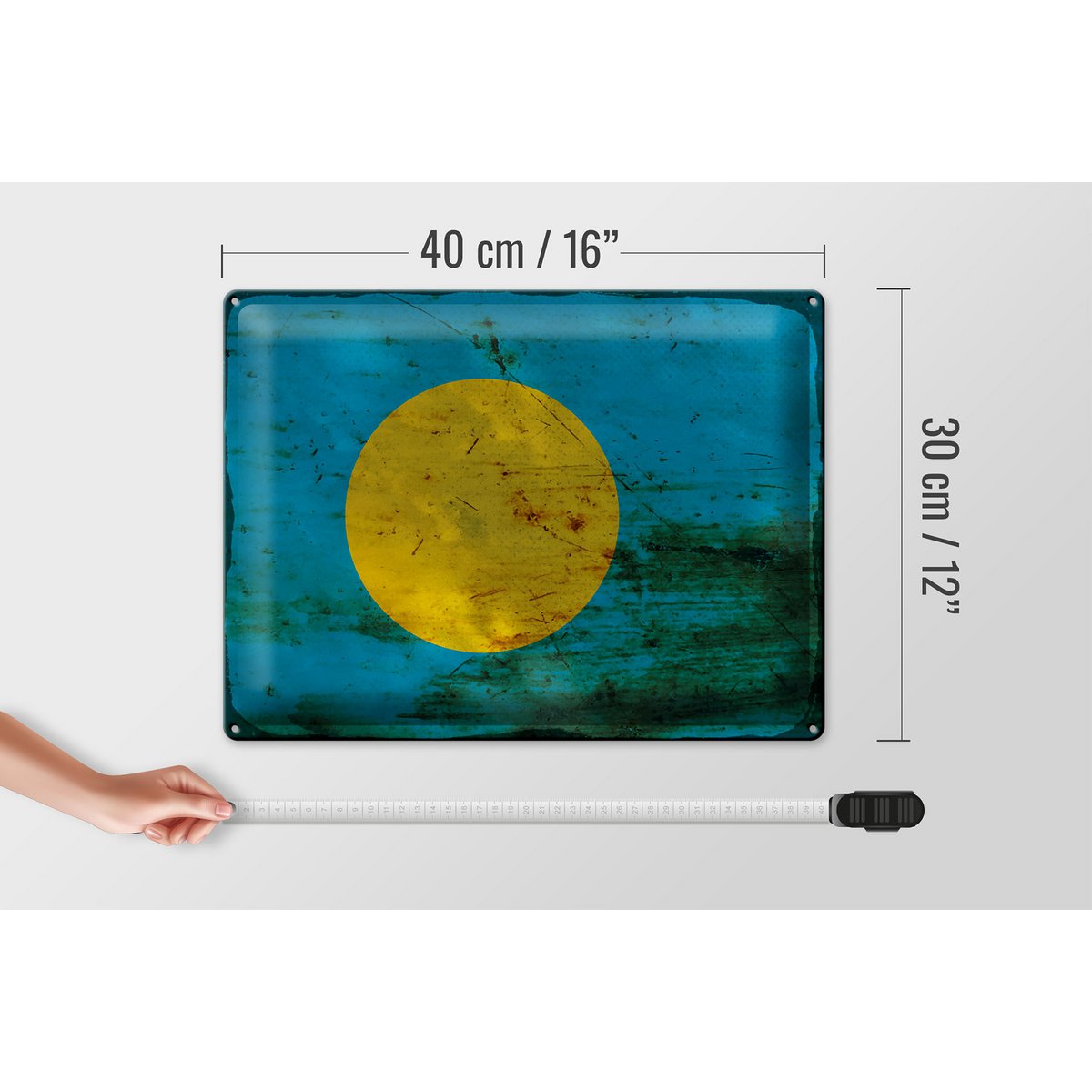 Tin Sign Flag Palau 40x30cm Flag of Palau Rust