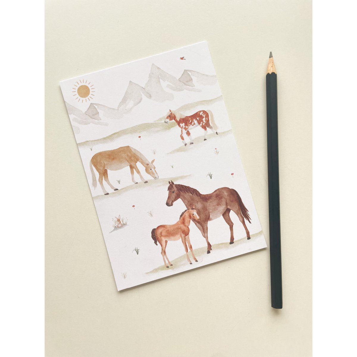 Ansichtkaart "Paarden" P_86 | Kinderen | Uitnodiging | Verjaardagsuitnodiging | Meisje | paard | Pony | Rijden | Kinderverjaardag | || HART & PAPIER
