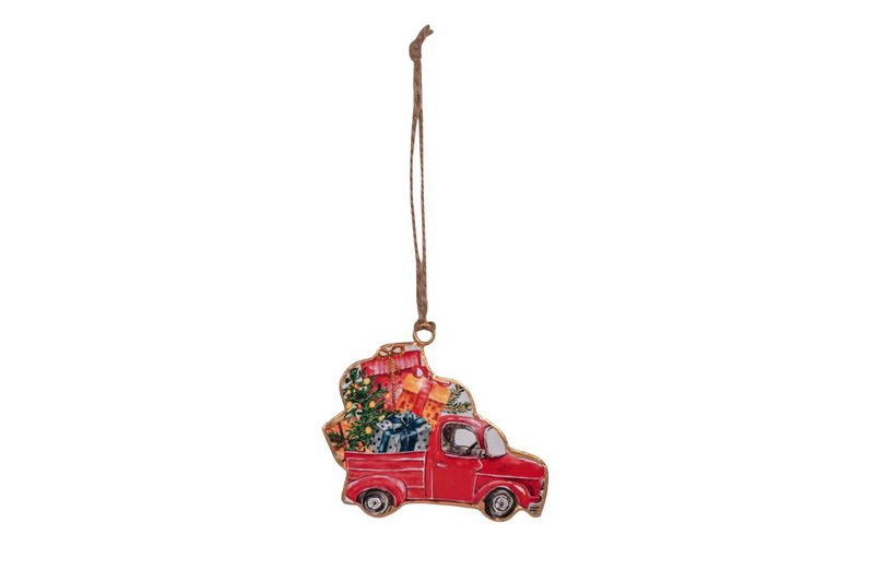 Hängendes Metallauto mit Geschenken 10 cm Isabelle Rose