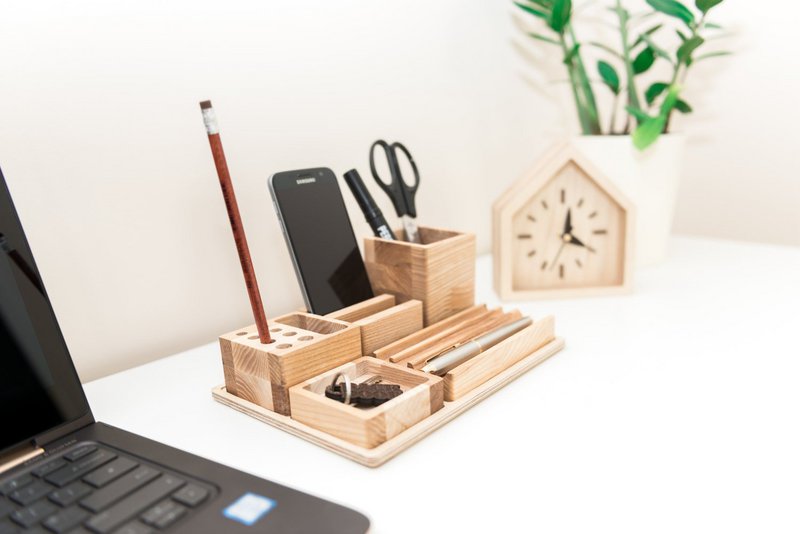 Wooden desk organizer, Desk organizer set