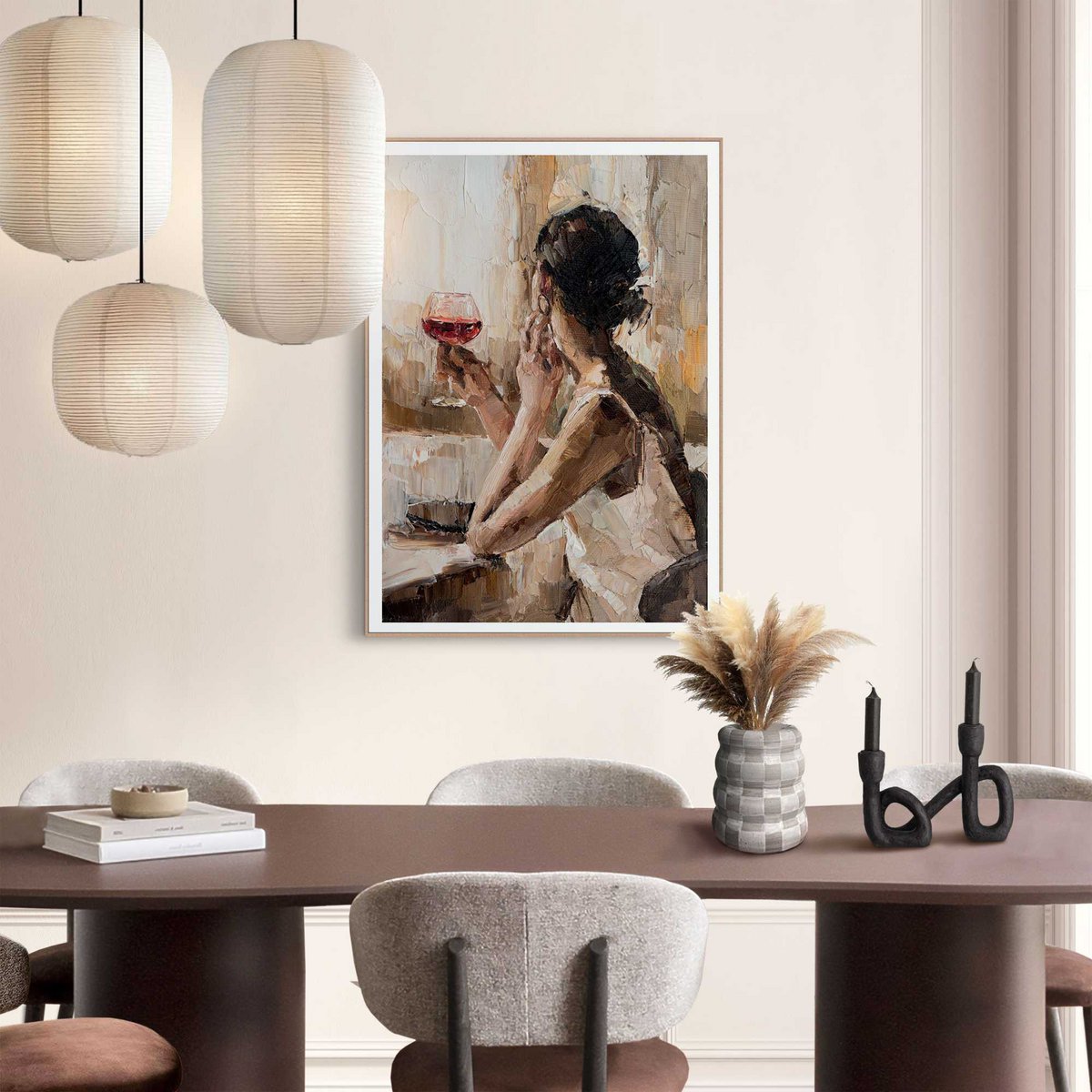 Gerahmtes Bild Slim Frame Glas Wein 70x50