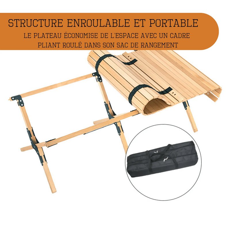Klappbarer Holztisch zum Camping