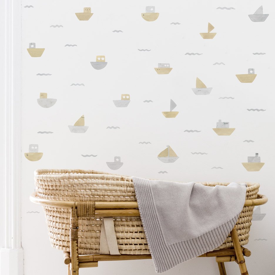 Watercolor boats wall sticker