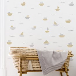 Watercolor boats wall sticker