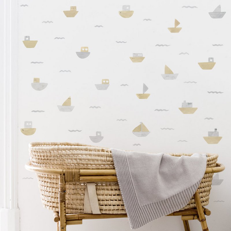 Akvarel både wallsticker