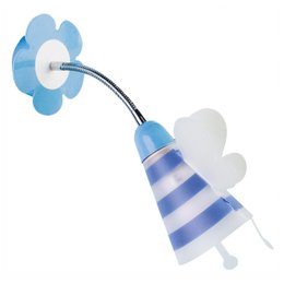  Decorative children's wall lamp with a flower-shaped design in blue and white colors, suitable for kids' rooms.