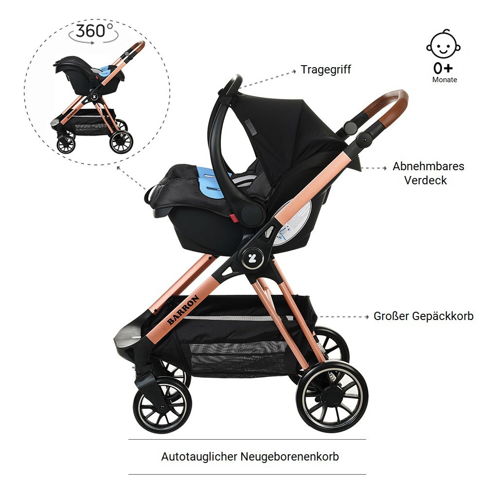 Poussette bébé Barron 3 en 1