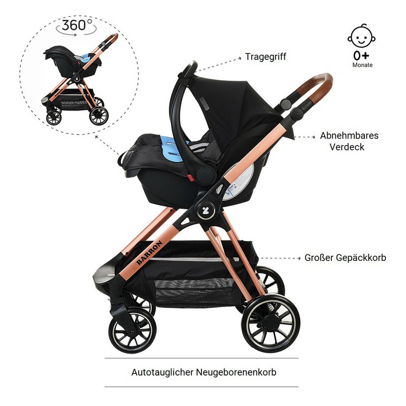 Poussette bébé Barron 3 en 1
