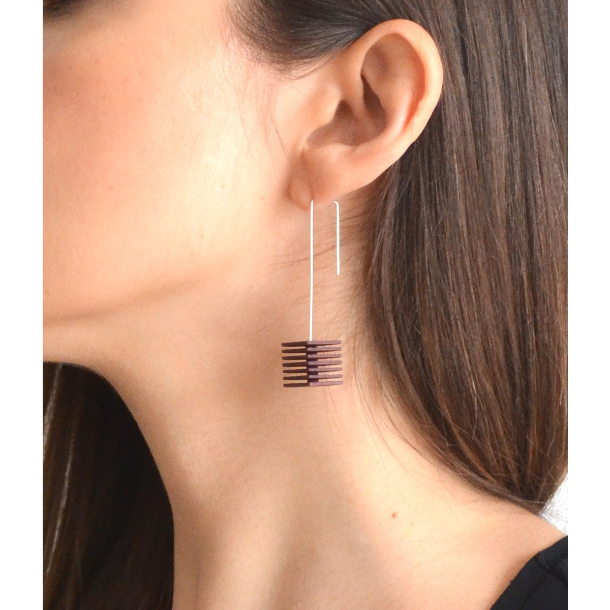 OPTICAL - Pendientes Cubo - Púrpura ciruela