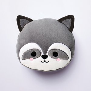 Relaxeazzz Waschbär-Plüsch-Reisekissen und Augenmaske