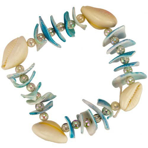 Bracelet coquillage, bleu clair