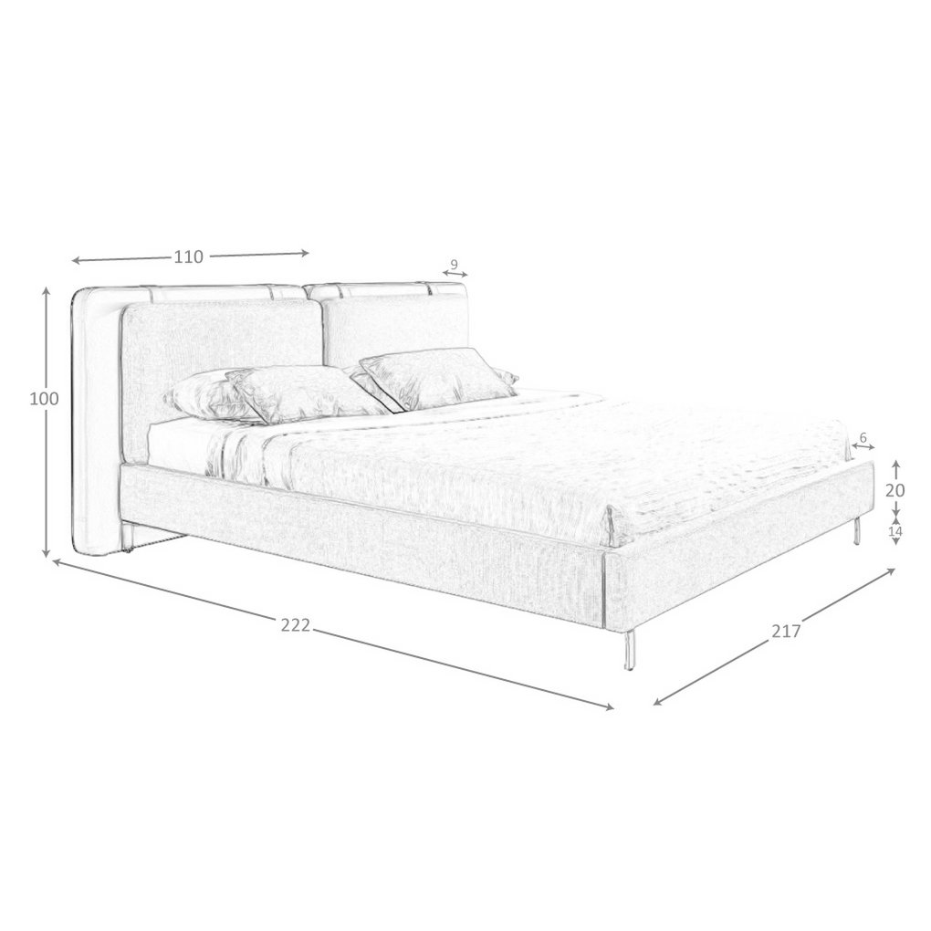 Bett aus Nerz-Kunstleder und grauem Stoff 7154