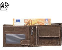 Mænds tegnebog - Cognac -læder med RFID -beskyttelse og anti -skim