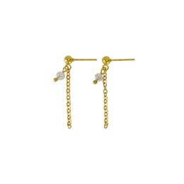 Rock Crystal Stud Earrings - Gold