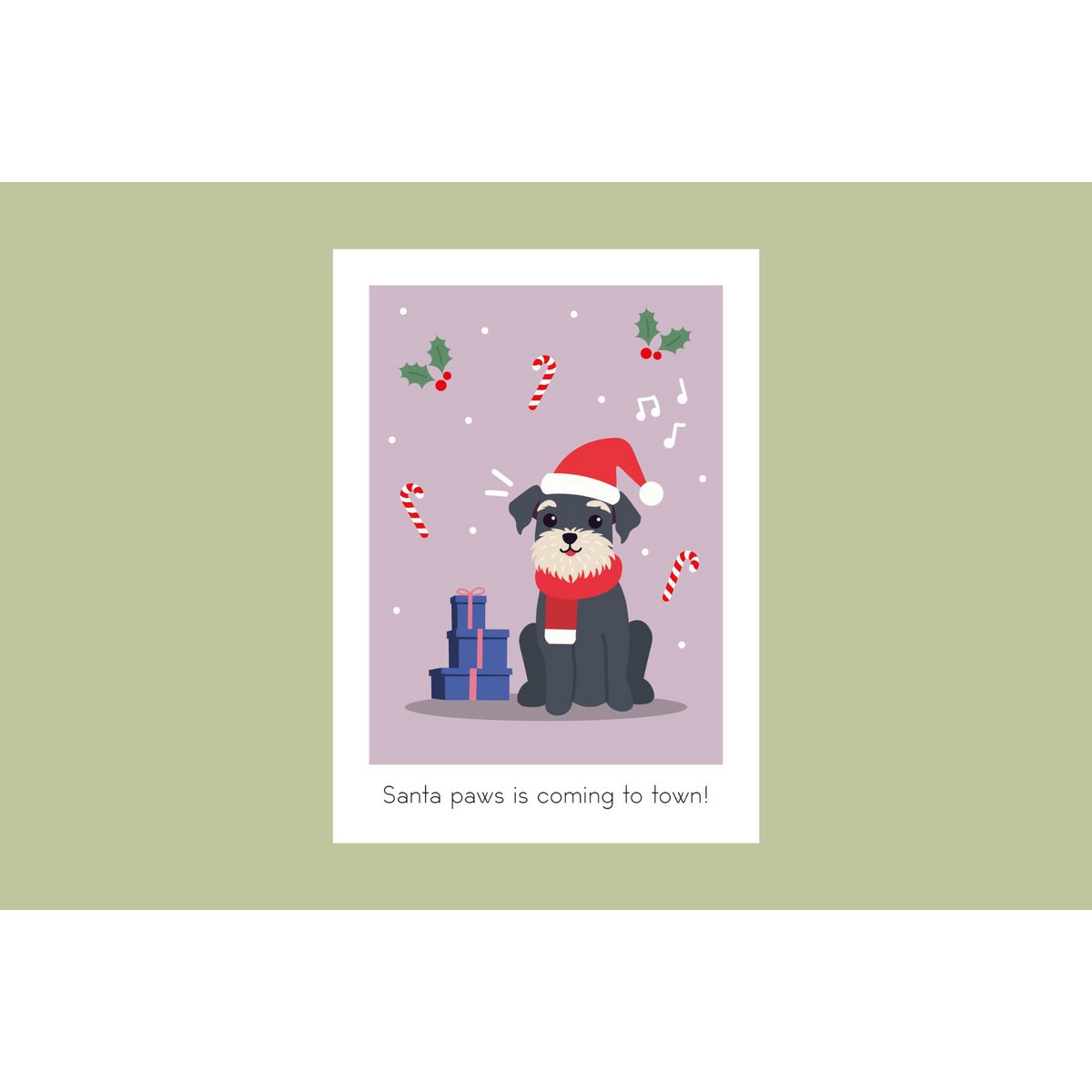 Carte de Noël - Santa Paws arrive en ville
