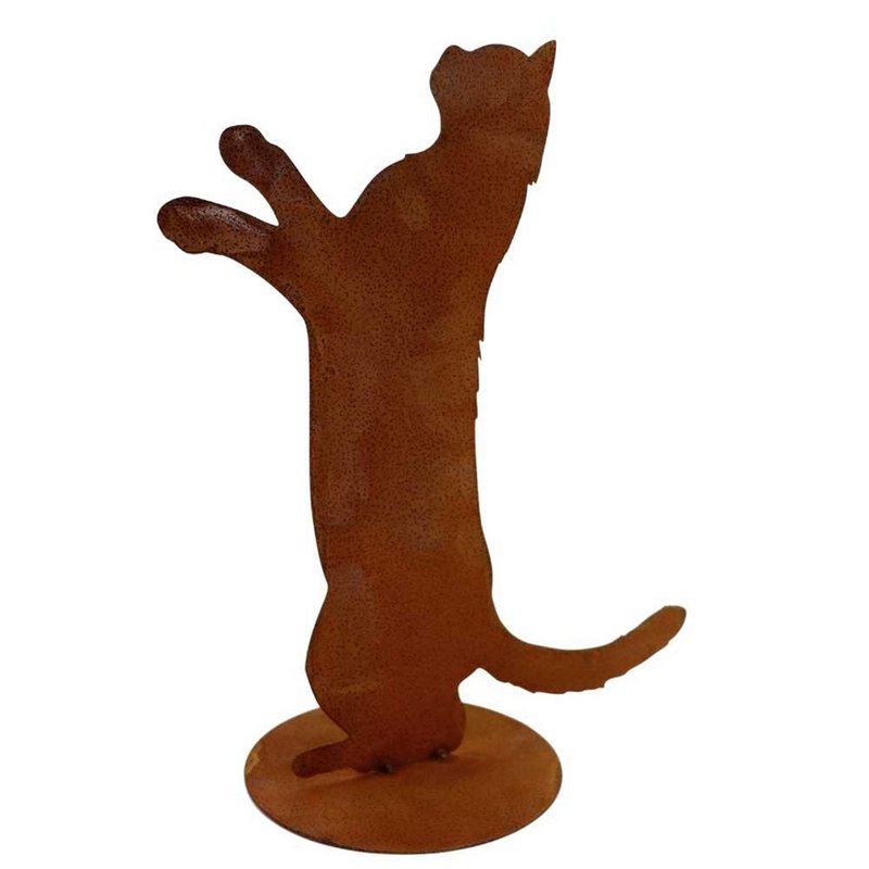 Patina cat "Feline" | on floor plate | Metal home and garden decoration figure