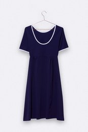 Enea jurk in violetblauw met witte bies voor dames