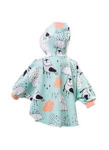 Poncho, regenvogels allover print op groen