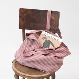 Red Natural Stripes Linen Big Bag