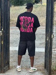 T-shirt Nera 100% Cotone Boxy Fit Horda X3