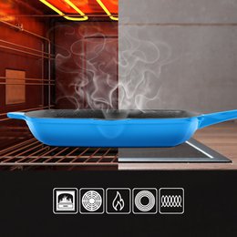 Grillpfanne aus Gusseisen – Blau – 27 cm