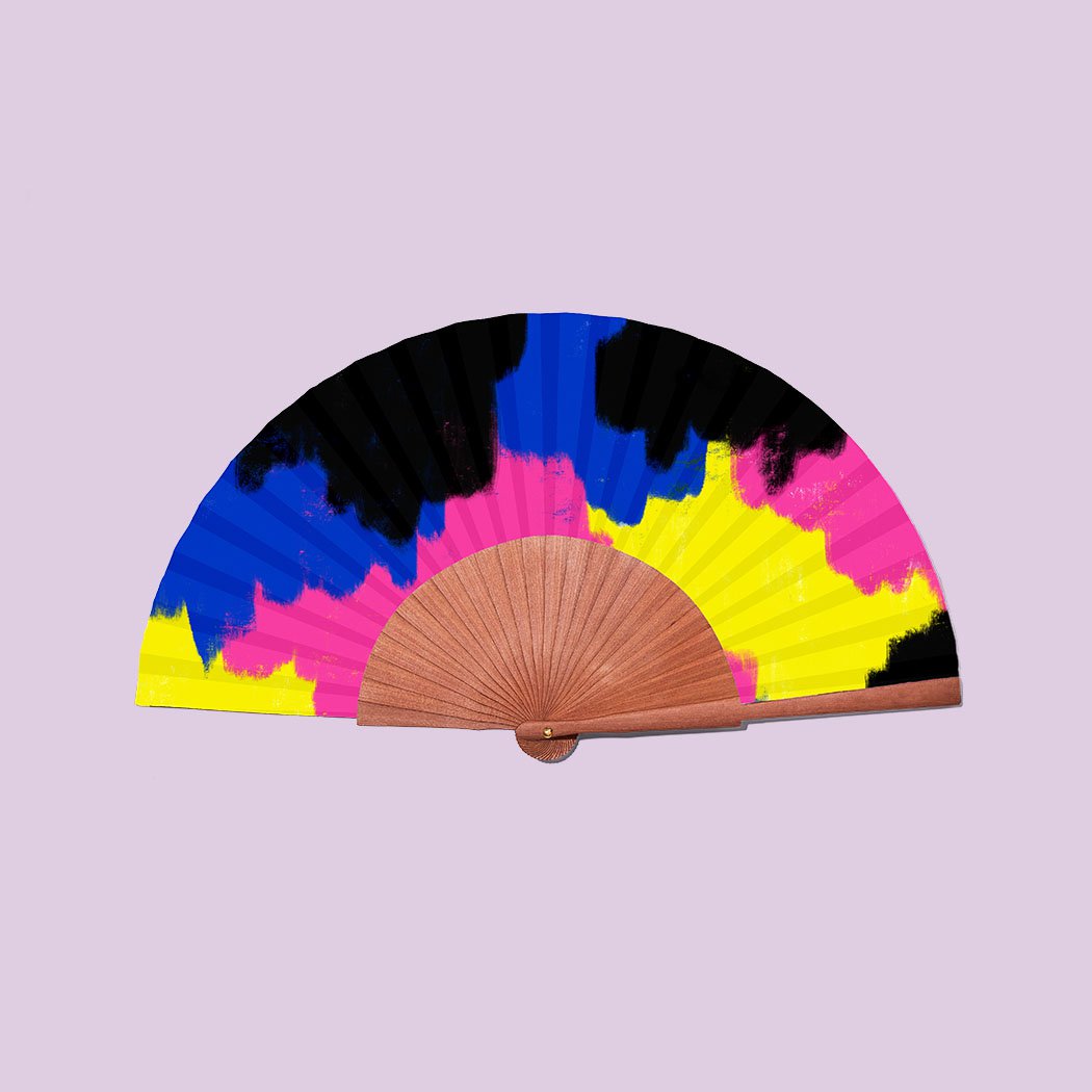 CREATIVE MINDS waaier - 23 cm - Zwart, blauw, roze, geel