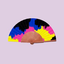 CREATIVE MINDS waaier - 23 cm - Zwart, blauw, roze, geel