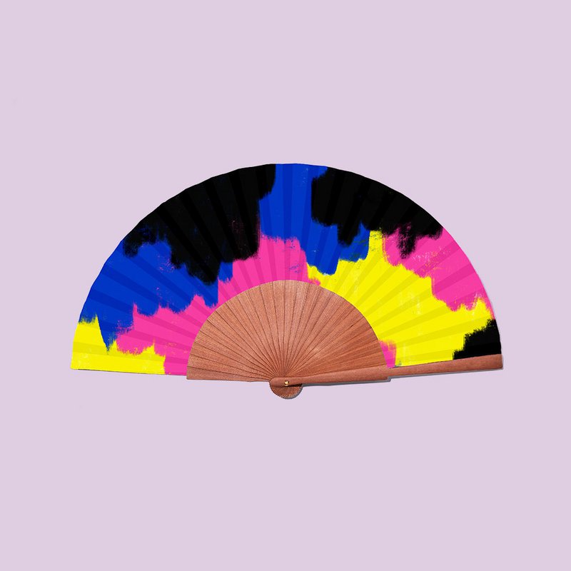 CREATIVE MINDS waaier - 23 cm - Zwart, blauw, roze, geel